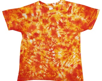 Kids tie Dye T Shirt Yellow Orange Scrunch all sizes.