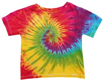 Todler Rainbow Spiral tie dye t shirt, hand dyed in the U.K