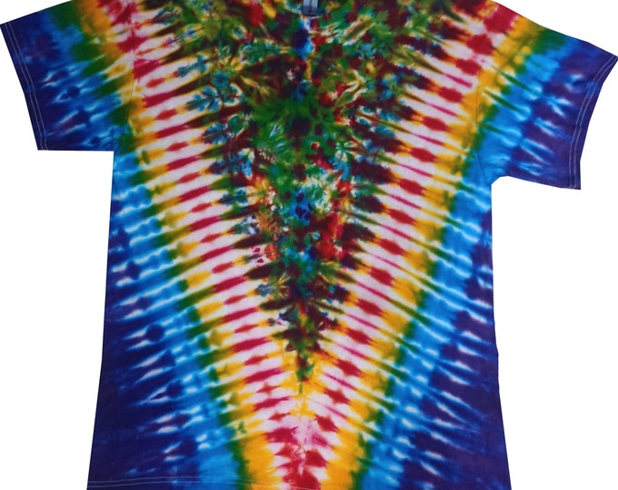Featured listing image: Rainbow V tie dye t shirt, hand dyed in the U.K
