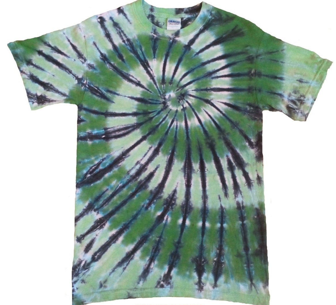 Hand Designed Black Spiral Tie-Dye Shirt XXL / Regular