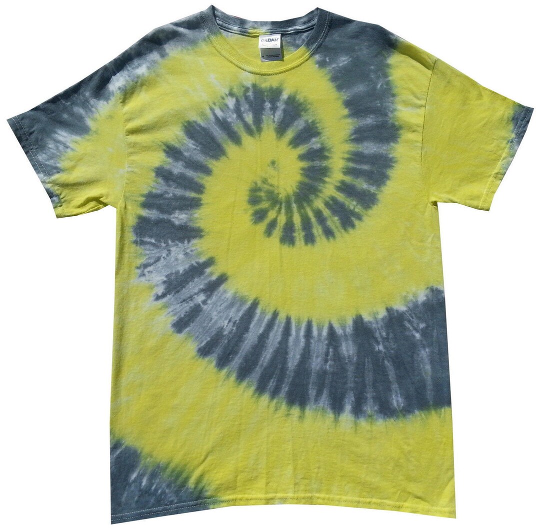 Yellow and Grey Spiral Tie Dye T Shirt Hand Crafted in the - Etsy