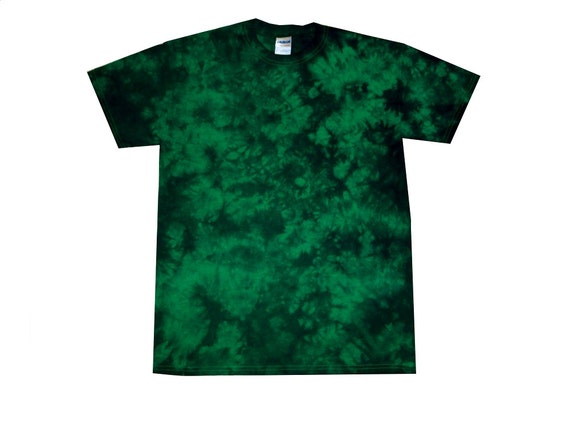 Green and Black Scrunch tie dye t shirt, hand dyed in the U.K