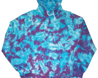 Tie Dye Hooded Sweat Shirt Blue and Purple