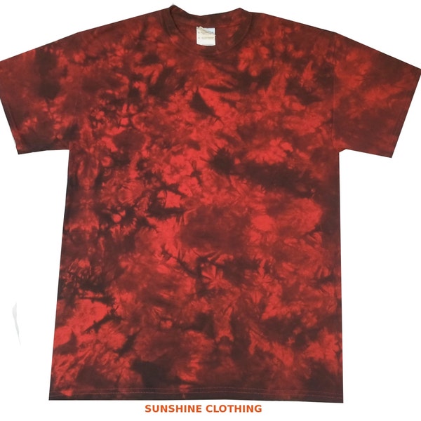 Red and Black Scrunch tie dye t shirt, hand dyed in the U.K
