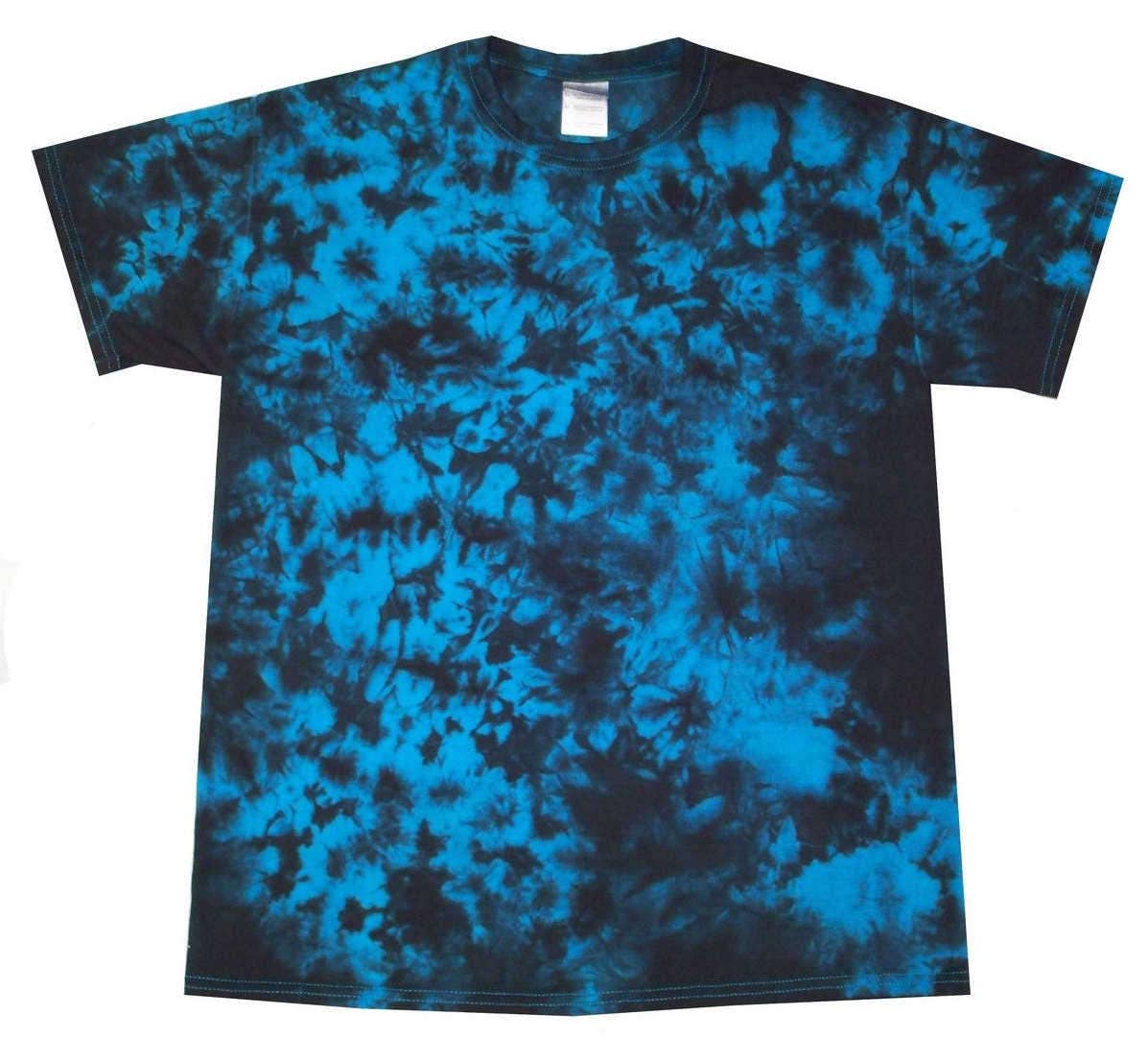 blue and black tie dye shirt