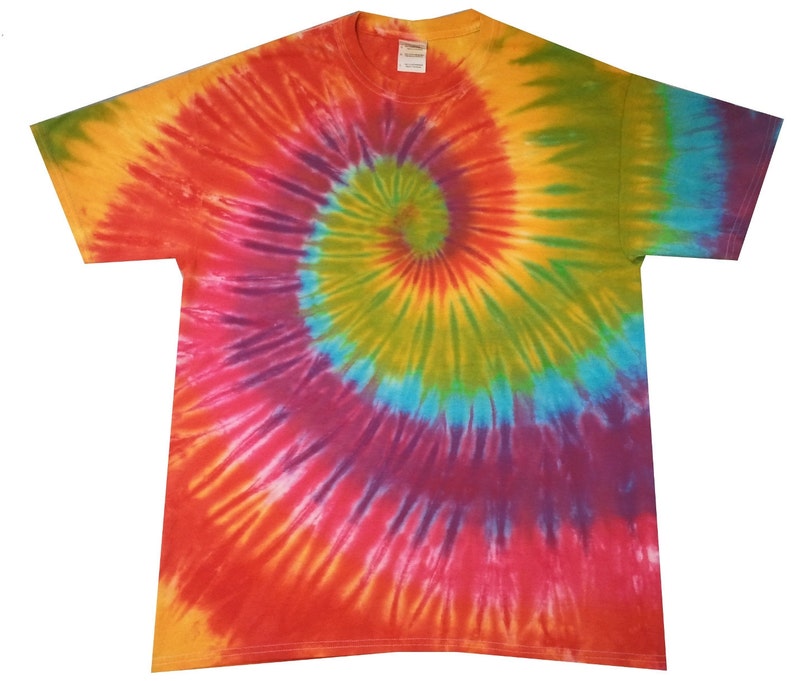 Rainbow Spiral tie dye t shirt hand dyed in the U.K | Etsy