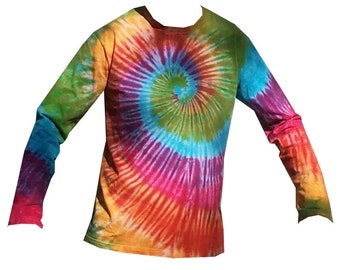 Long Sleeve Tie Dye Rainbow T Shirt
