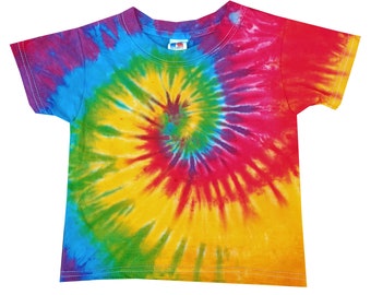 Kids tie Dye T Shirt Rainbow Spiral all sizes.