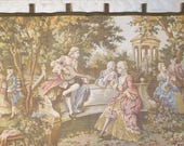 Antique-Style French Woven Tapestry Large Wall Hanging Romantic 18th Century "Fête Galante" Garden Scene
