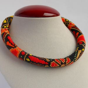 Tribal necklace ethnic jewelry crochet beaded necklace boho necklace Gift for women gift for wife Jewelry gift for mom birthday womens gift