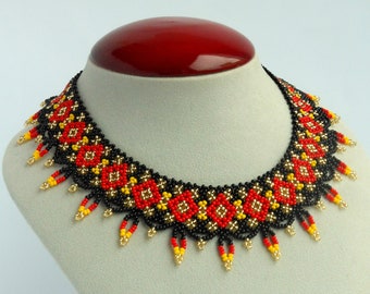 Huichol necklace ethnic Mexican necklace for women Seed Bead Necklace collar necklace huichol Jewelry Mexican tribal necklaces for women
