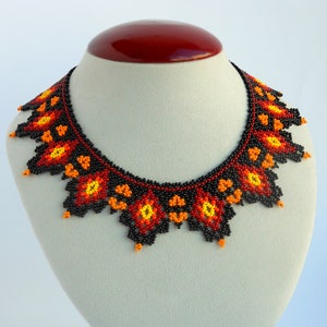 Beaded ethnic necklace for women Bright necklace Huichol necklace mexican necklace beads seed bead necklace boho jewelry necklace collar