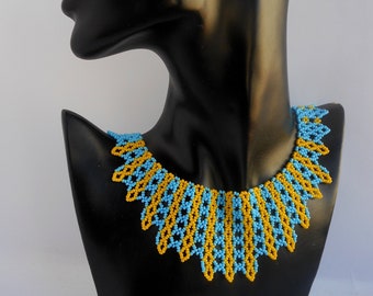 Ruth Bader Ginsburg kraag in Oekraïense nationale kleuren, symbool van de strijd voor vrijheid, Oekraïense kralen sieraden, Ukrainе ketting