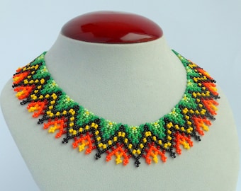 Huichol necklace ethnic Mexican necklace for women Seed Bead Necklace collar necklace huichol Jewelry Mexican tribal necklaces for women