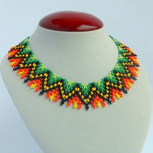 Huichol necklace ethnic Mexican necklace for women Seed Bead Necklace collar necklace huichol Jewelry Mexican tribal necklaces for women