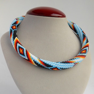 Native america indian jewelry Necklace Crochet Beaded necklace Tribal Necklace Necklace Bright Jewelry Beaded jewelry set gift