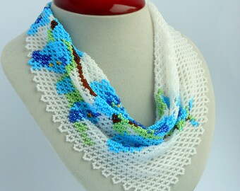 Beaded scarf Necklace scarf Women scarf Pink beaded necklace | Etsy