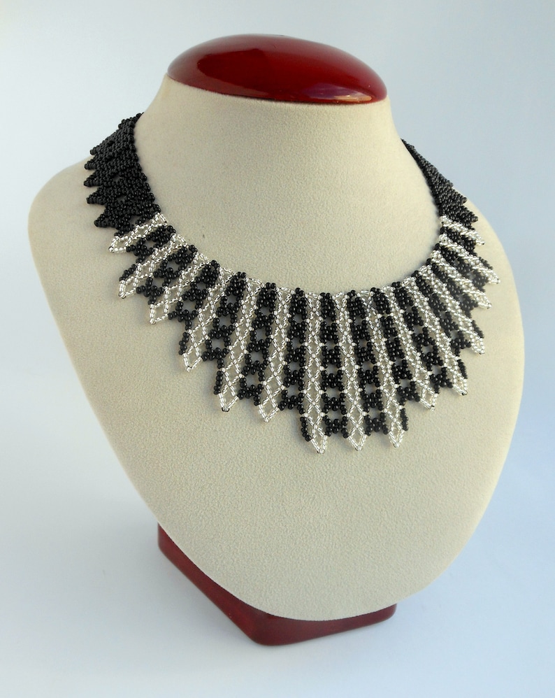 white bib necklace beadwoven necklace statement necklace RBG necklace victorian necklace White collar necklace for women