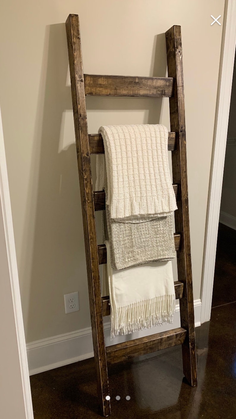 Blanket ladder Rustic Decor Quilt Storage Gift for Her Blanket ladder 6ft Farmhouse Decor Home for the Holidays Dark Walnut