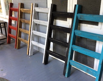 Rustic Wooden Blanket Ladder | Farmhouse Decor, Quilt Display