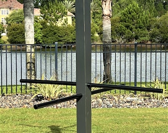 Wooden Pool Towel Rack | Handmade Outdoor Towel Tree Holder for Pool Towels | Floats and Life Jackets | Patio & Poolside Organizer