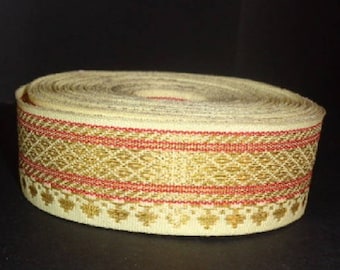 Ribbon sari border beige cotton gold embroideries 27 mm India
