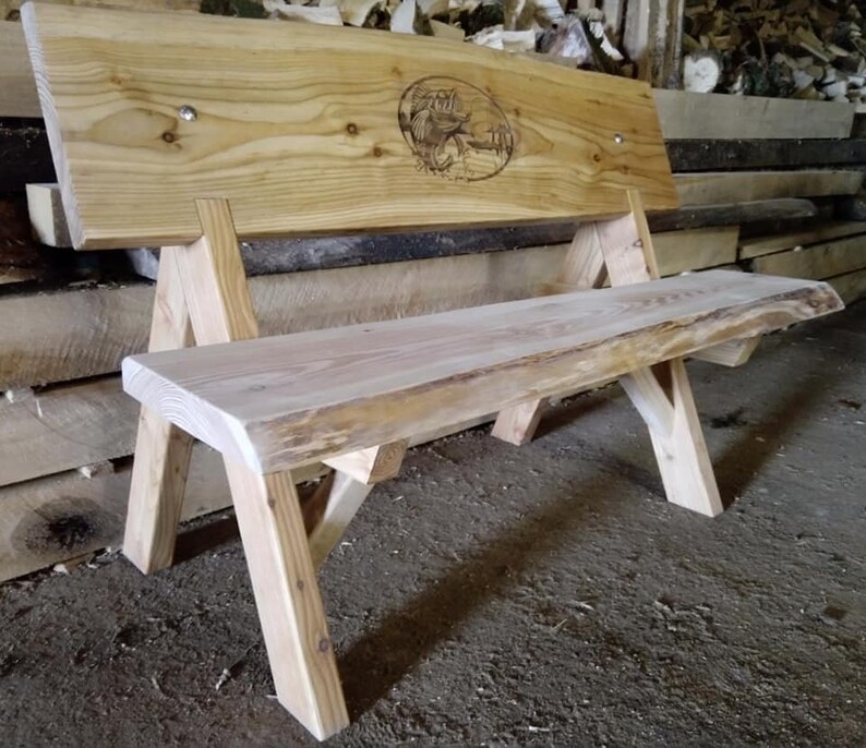 Hand Built Waney Edge Chunky Garden Bench With Carp And Etsy