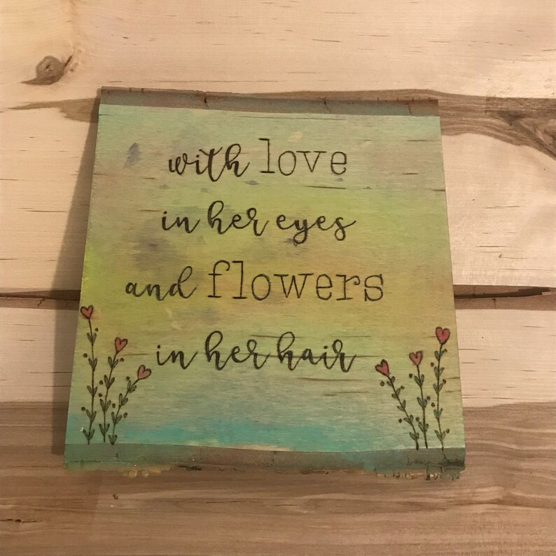 With Love in Her Eyes and Flowers in Her Hair Custom Quote on Etsy