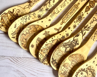 Kitchen Witch Personalized Bamboo Spoon. Stirring Up A Little Magic.