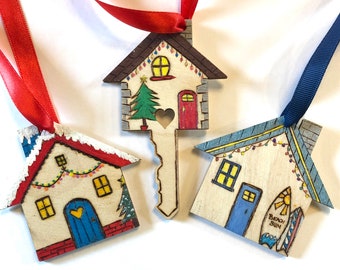 First Christmas in New Home Personalized Wood Ornament.