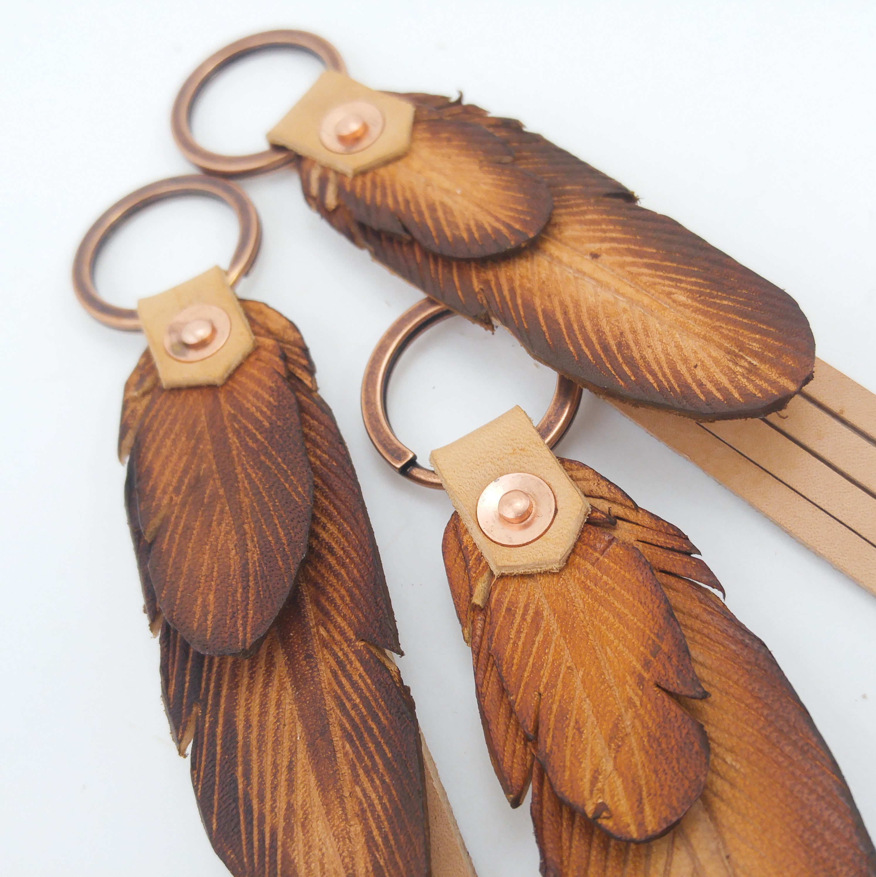 Leather Feather Fringe Keychain Feather Key chain Fleather Etsy