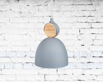 Luz colgante gris de metal/madera para luces colgantes de cocina, accesorio de iluminación colgante gris, luces colgantes de madera para iluminación de isla de cocina