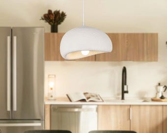White Japandi Pendant Light, Wabi Sabi Hanging Lamp, Organic Modern Chandelier, Nordic Zen Lighting