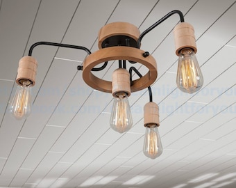 Wooden farmhouse chandelier Dining light Ceiling light Kitchen island Chandelier pendant lighting Rustic Pendant light Kitchen lighting