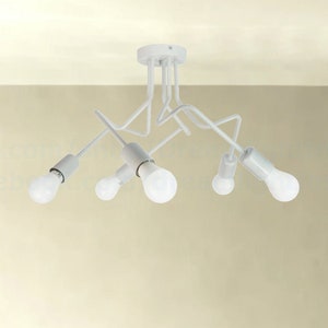 Gray five head Semi flush mount chandelier Semi flush fixture 5-light bare bulbs chandelier Bathroom lighting Five arm Ceiling light fixture