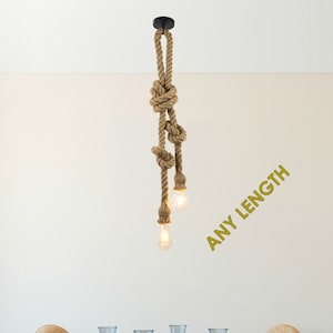 Double head Jute rope Pendant light Manila rope lamp Hemp rope 2 lights Rope chandelier Nautical lamp Rustic Farmhouse pendant lighting