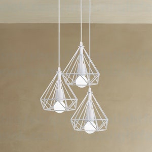 Three diamond cages white kitchen chandelier lighting Chandelier pendant lighting Pendant Light for Kitchen island lighting Ceiling fixture