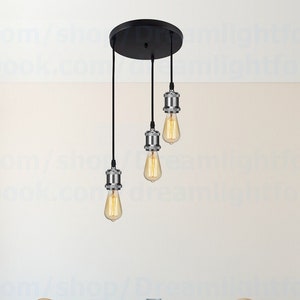 Chrome Stairway chandelier lighting 3 Cluster pendant light Staircase chandelier Stairwell chandelier lighting Entryway Foyer chandelier