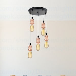 Rose gold Staircase chandelier lighting 3-10 Cluster pendant light Stairwell chandelier Stairway chandelier High ceiling chandelier
