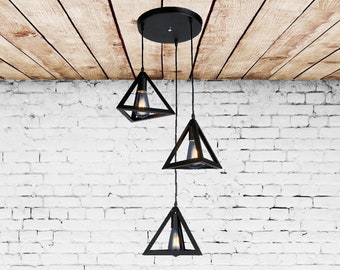 3 pyramids Iron Pendant Lighting Modern lighting Industrial Chandelier Hanging lamp Vintage Pendant light fixture Kitchen Chandelier