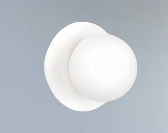 Milk glass globe sconce White sconce Globe wall light Sphere plafond sconce white wall lamp Sphere sconce wall light Globe ceiling light