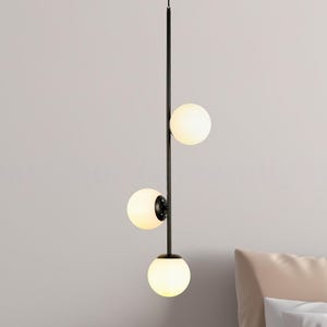 3-Globe Glass Pendant Light with White Globes Cluster Hanging Lamp for Kitchen Island & High Ceilings Bedside Pendant Lighting Frosted Globe
