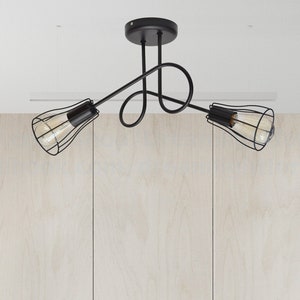 Double semi Flush Mount Käfig Deckenleuchte Esszimmer Beleuchtungskörper Küchenbeleuchtung Flush Mount Käfig Kronleuchter