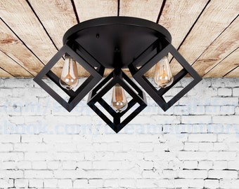 Multi-light Flush fixture ceiling Pendant light triple light Chandelier 3-Ceiling light fixture Industrial lighting Kitchen Dine room light