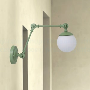 Pistachio swing arm wall sconce Wall lights vintage Swing arm sconce Wall lights adjustable arm sconce green Wall Sconce Retro sconce light