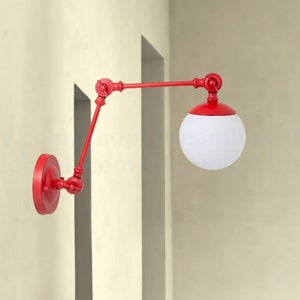 Red swing arm wall sconce Wall lights vintage Swing arm sconce Wall lights adjustable arm sconce Wall Sconce light bedside sconce light