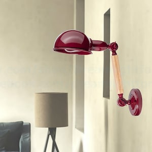 Cherry vintage wall sconce Rotating sconce Adjustable sconce light bedside Lighting sconce wall lamp Wood sconce light set Wall light