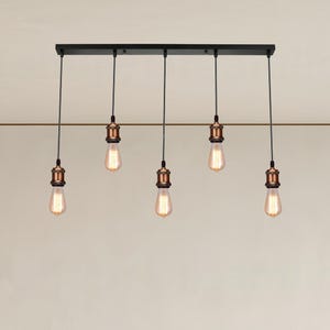 Lámparas colgantes de cobre 3-5-7, lámpara colgante de barra de techo lineal, iluminación de isla de cocina, luces de techo lineales, luces de escalera