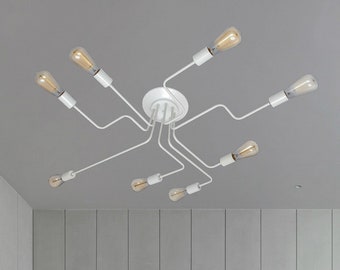 8-lights White Ceiling Chandelier Spider Chandelier Pendant light octopus Chandelier Industrial light fixture Dining light Kitchen lighting