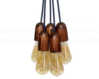 Wooden cluster pendant light 3-15 dark wooden light sockets Multi pendant light Dining Chandelier Minimalist chandelier pendant lighting